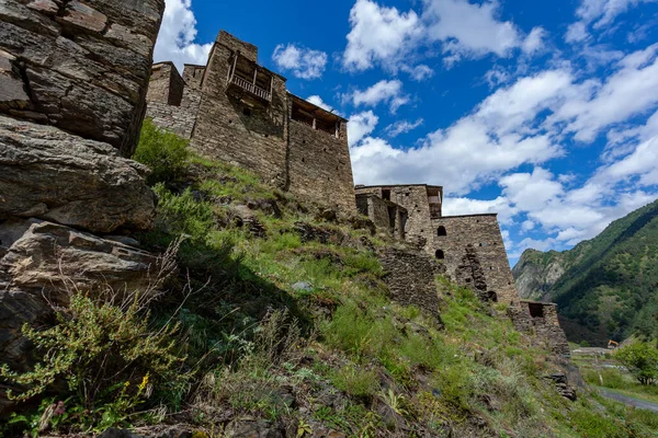 Antiga Fortaleza Aldeia Montanhosa Shatili Ruínas Castelo Medieval Geórgia Património — Fotografia de Stock