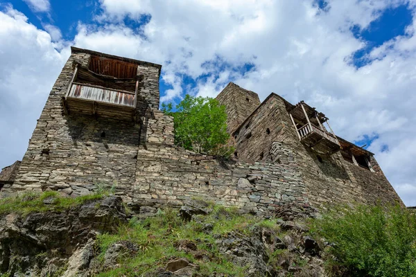 Stará Pevnost Horské Vesnici Shatili Trosky Středověkého Hradu Gruzii Dědictví — Stock fotografie