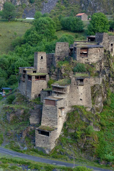 Old Fortress Mountain Village Shatili Ruins Medieval Castle Georgia Heritage — Stock Photo, Image