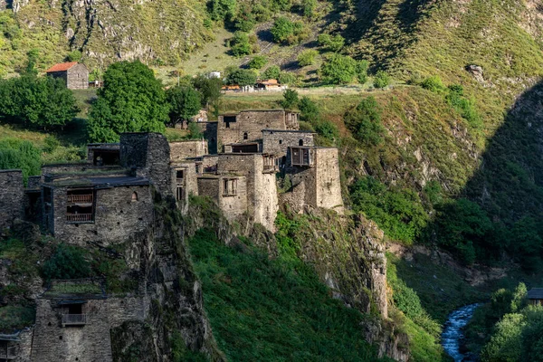 Antiga Fortaleza Aldeia Montanhosa Shatili Ruínas Castelo Medieval Geórgia Património — Fotografia de Stock