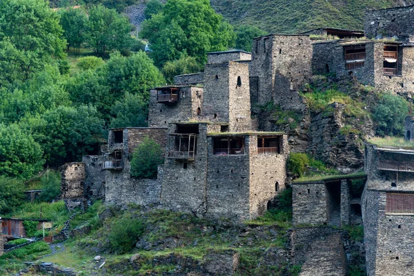 Antiga Fortaleza Aldeia Montanhosa Shatili Ruínas Castelo Medieval Geórgia Património — Fotografia de Stock