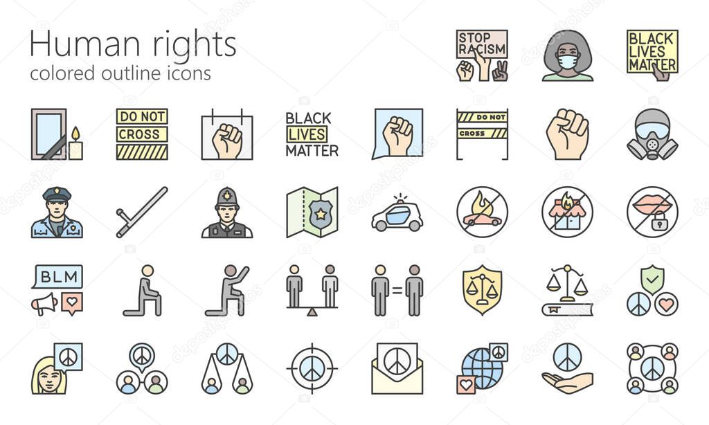 Human rights, blm colored outline iconset