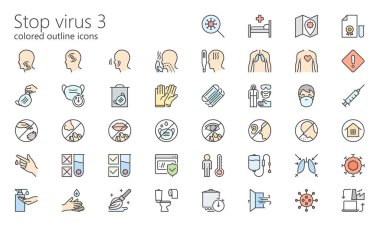 Virüs ana hatları renkli simge bölümü 3 'ü durdur