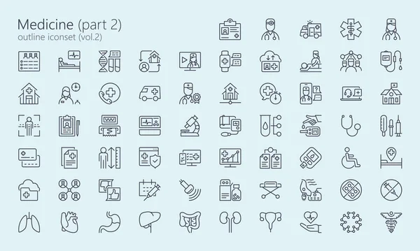 Medicine outline iconset part 2 — Stock Vector