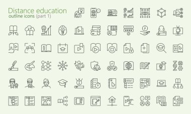 Distance learning outline iconset clipart