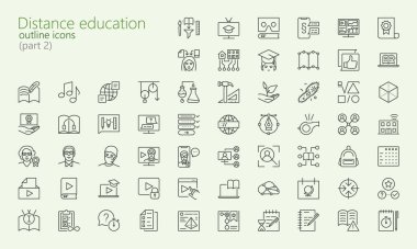 Distance learning outline iconset clipart