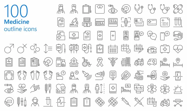 Medicine outline iconset — Stock Vector