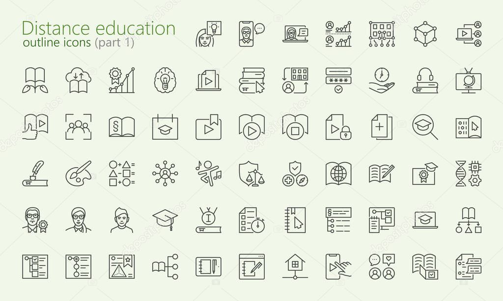 Distance learning outline iconset