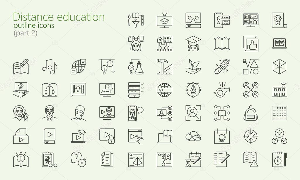 Distance learning outline iconset