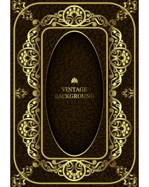 Vektör lüks vintage sınır altın çiçek desenli çerçeve ile Barok tarzında. Kitap kapağı, davetiye, tebrik kartları, sertifika, Diploma için şablon.