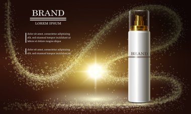 Kozmetik güzellik serisi, reklamların priminin krem cilt bakımı için sprey. Tasarım poster, afiş, tanıtım, afiş, kapak, vektör çizim için şablon.