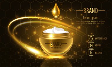 Cosmetics beauty series, premium Honey Cream packaging for skin care. Template for design poster, placard, presentation, banners, cover, vector illustration. clipart