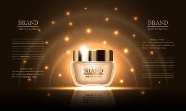 Kozmetik güzellik serisi, sigorta primi Vücut Kremi Cilt Bakımı altın arka plan, tasarım poster, afiş, tanıtım, afiş, kapak, için şablon için illüstrasyon vektör.