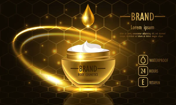 Cosmetics Beauty Series Premium Honey Cream Packaging Skin Care Template — Stock Vector