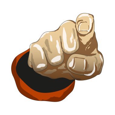 Karikatür çizim el, doğruca yukarı dönük bulucu. Vektör çizim.