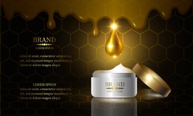 Kozmetik güzellik serisi, sigorta primi tatlım krem ambalaj ciltler için bakım. Tasarım poster, afiş, tanıtım, afiş, kapak, vektör çizim için şablon.