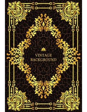 Vektör lüks vintage sınır altın çiçek desenli çerçeve ile Barok tarzında. Kitap için şablon kapsar, eski Kraliyet sayfaları, davetiye, tebrik kartları, sertifika, diploma.