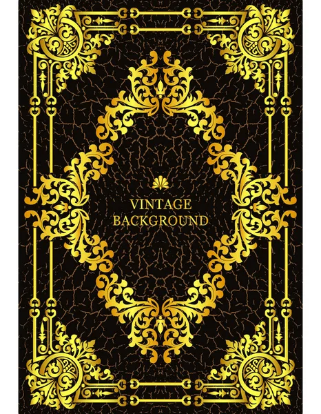 Vector Luxury Vintage Border Baroque Style Gold Floral Pattern Frame — Stock Vector