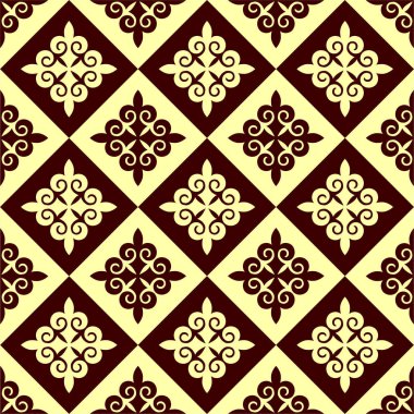 Kazakistan, Asya etnik ulusal tarzı vektör seamless modeli.