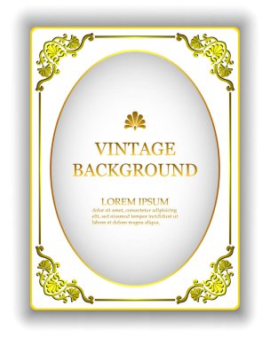 Vektör şablon vintage beyaz arka plan ile altın bir kraliyet çerçeve. Davetiye, tebrik kartları, kitap oluşturmak için zemin kapsar.