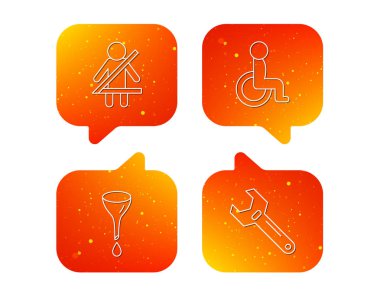 Emniyet kemeri, yağ değişimi ve İngiliz anahtarı simgeler aracı.