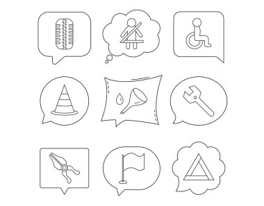 Lastik sırt, trafik koni ve anahtarı tuþu simgeleri.