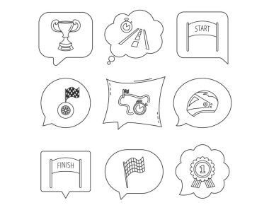 Kazanan Kupası ve Ödülü simgeler. Yarış bayrağını işaretleri.