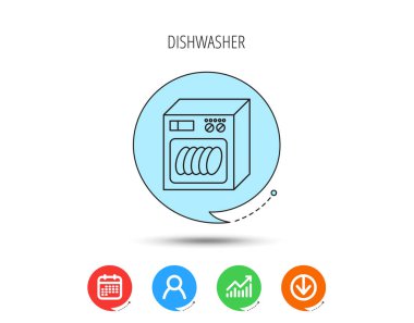 Bulaşık makinesi simgesi. Mutfak aletleri işareti.