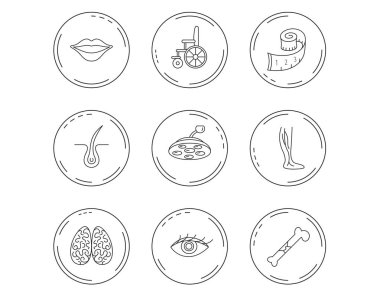 Göz, Nöroloji beyin ve damar varis simgeleri.