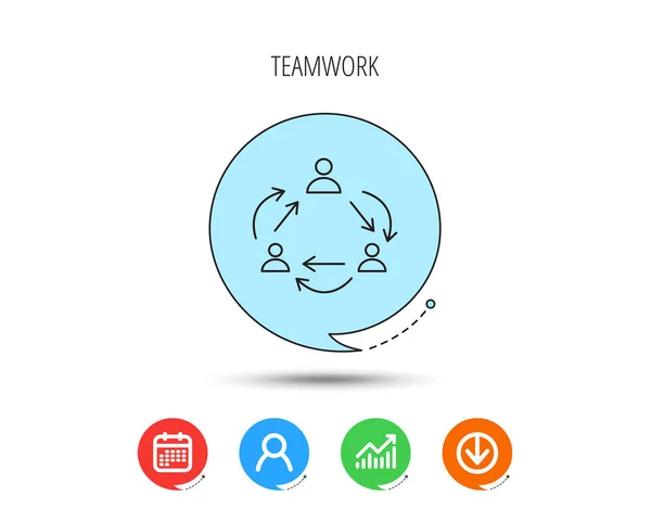 Teamwork. Büro Arbeitsprozess Zeichen. — Stockvektor