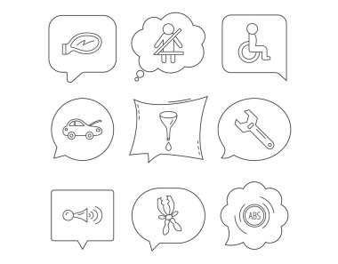 Araba ayna tamir, yağ değişim ve anahtarı simgeler.