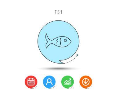 Balık simgesi. Deniz ürünleri işareti. Vejetaryen yiyecekler sembolü.