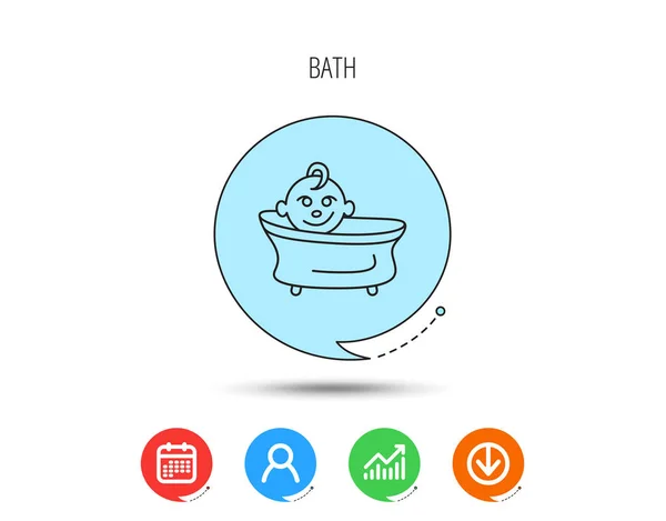 Bébé dans le bain icône. Panneau de bain pour tout-petit . — Image vectorielle