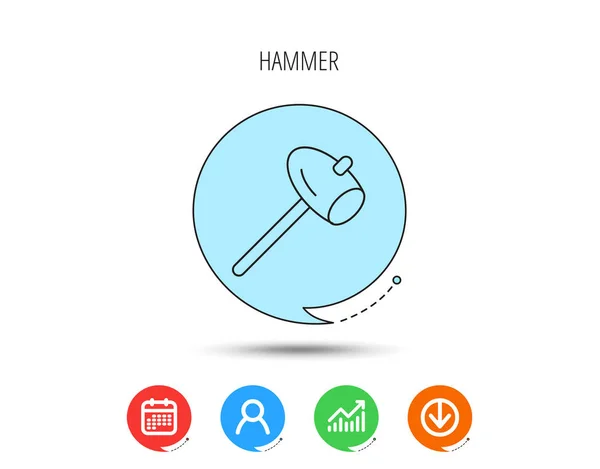 Hammer-ikonen. Reparera eller fixa tecken. — Stock vektor