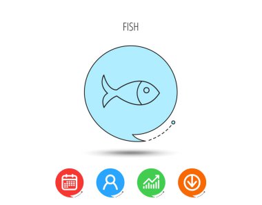 Balık simgesi. Deniz ürünleri işareti. Vejetaryen yiyecekler sembolü.