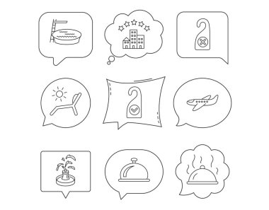 Otel, havuz ve plaj şezlong simgeler.