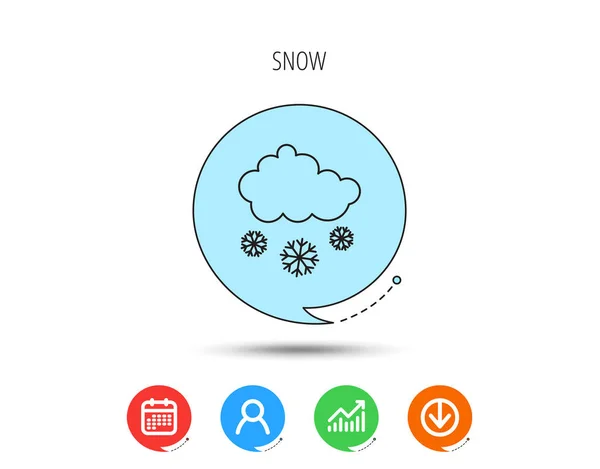 Snö-ikonen. Snöflingor med moln skylt. — Stock vektor