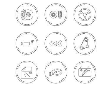 Akümülatör, fren ve direksiyon simidi simgeleri.