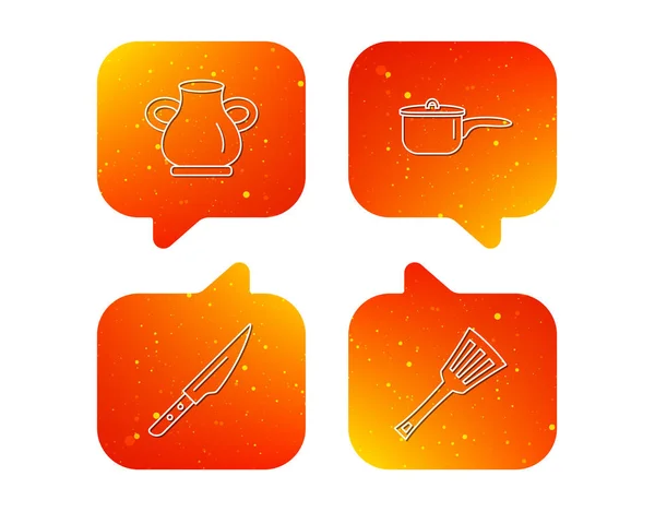 Icônes de casserole, couteau et ustensiles de kithcen . — Image vectorielle