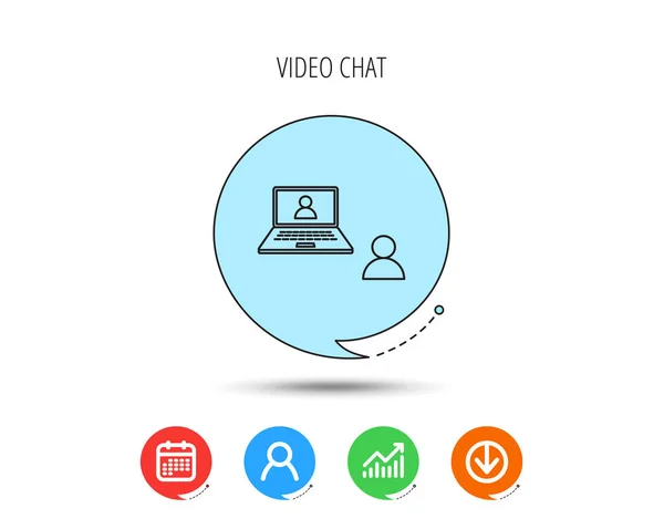 Icona della videochat. Webcam chat segno . — Vettoriale Stock