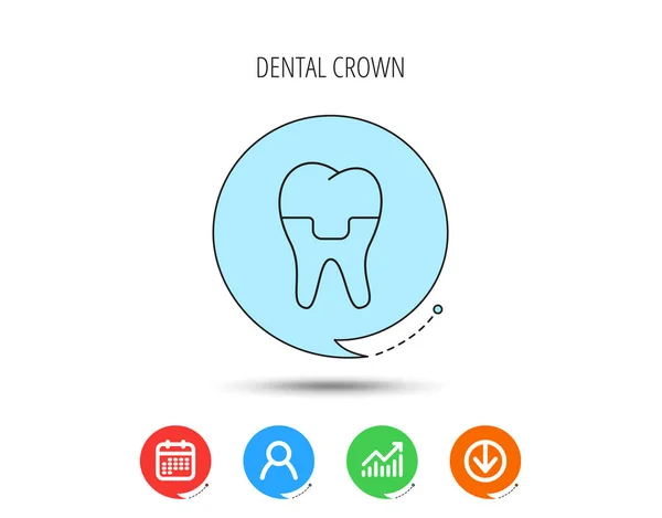 Dental crown icon. Tooth prosthesis sign. — Stock Vector