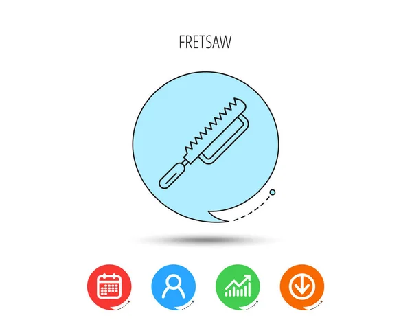 Fretsaw 아이콘입니다. 목수의 작업 도구 표시. — 스톡 벡터