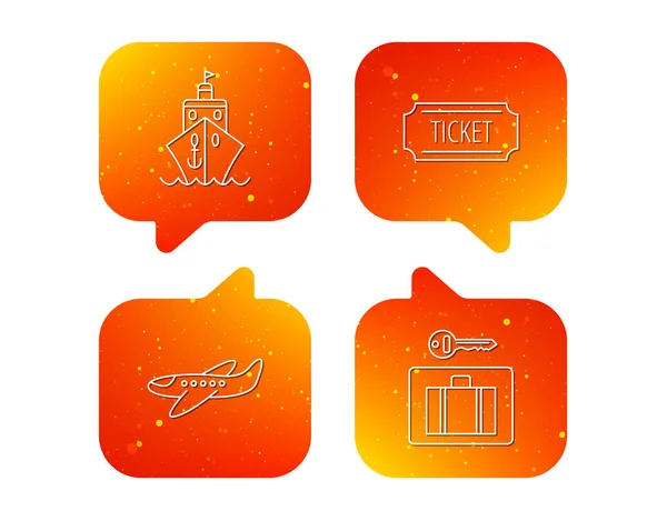 Ticket, cruise ship and airplane icons. — Stock Vector