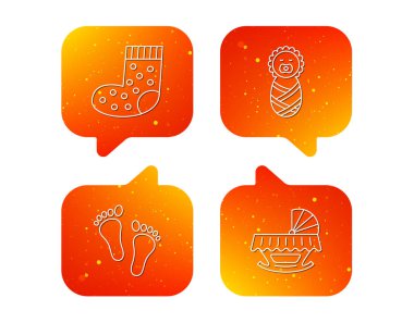 Ayak izi, beşik ve yeni doğan bebek simgeleri.