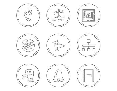 Conversation, global network and direction icon. clipart