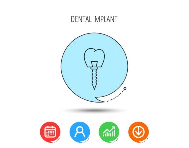 Dental implant simgesi. Ağız protez işareti.