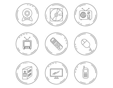 Örümcek ağı fotoğraf makinesi, radyo ve hareket eden telefon simgeleri.