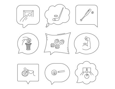 Futbol, buz hokeyi ve fitness spor simgeleri.