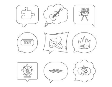 Bulmaca, müzik ve Tiyatro maskeleri simgeler.