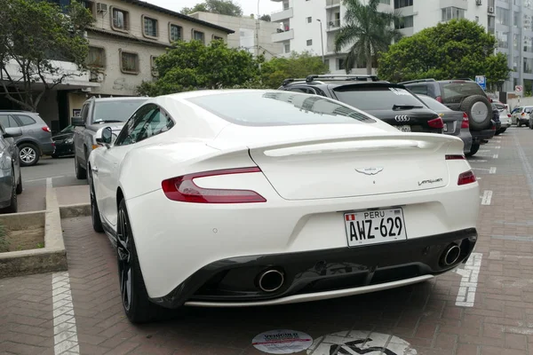 Lima Perú Febrero 2018 Vista Trasera Lateral Aston Martin Vanquish — Foto de Stock